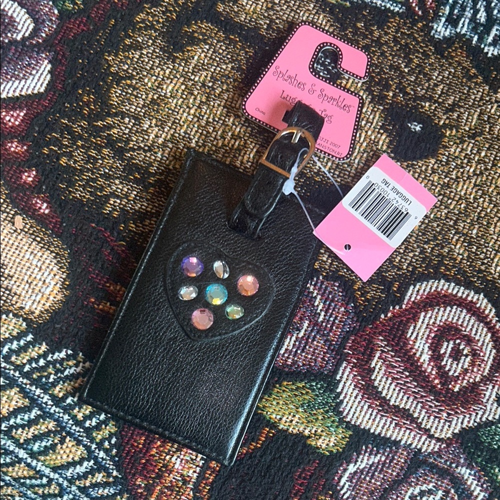 Luggage tag Black with Gem Accents